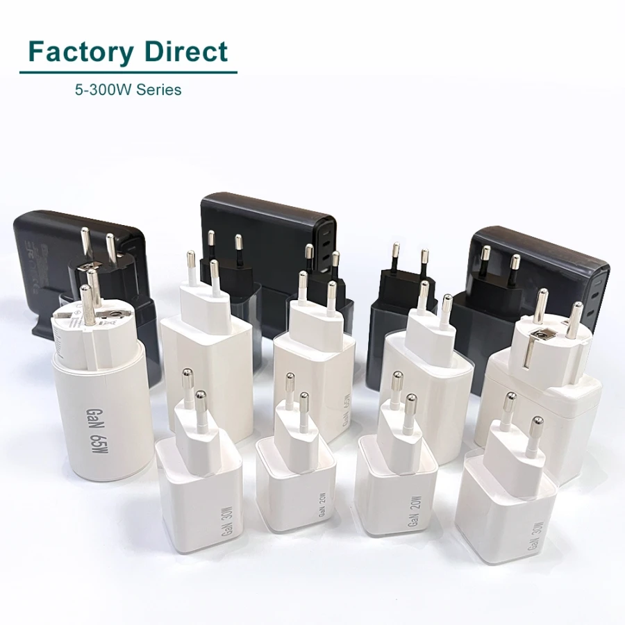 Factory Direct OEM 18W 20W 25W 30W 35W 45W 65W Wall Fast Type C USB GaN Phone Charger for iPhone Samsung Laptop Tablet