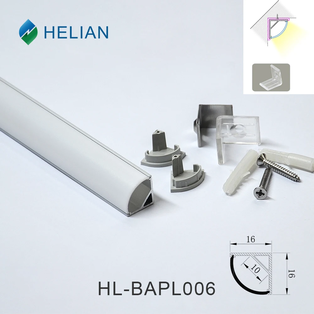 45 degree corner Aluminium led profile with Opal diffuser Chinese supplier extrusion channel