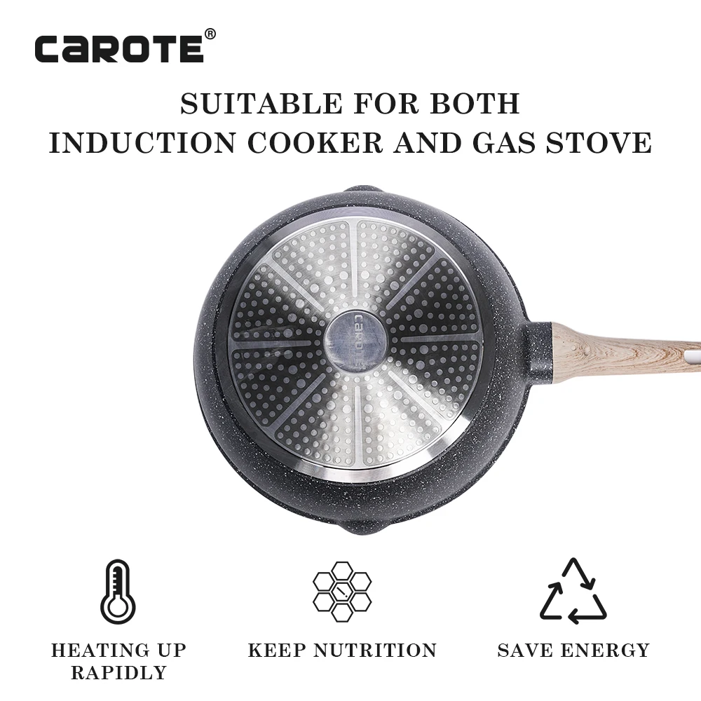 Carote 28Cm Kitchen Aluminum Fry Cooking Pan Nonstick Cookware Deep Frying Pan With Lid