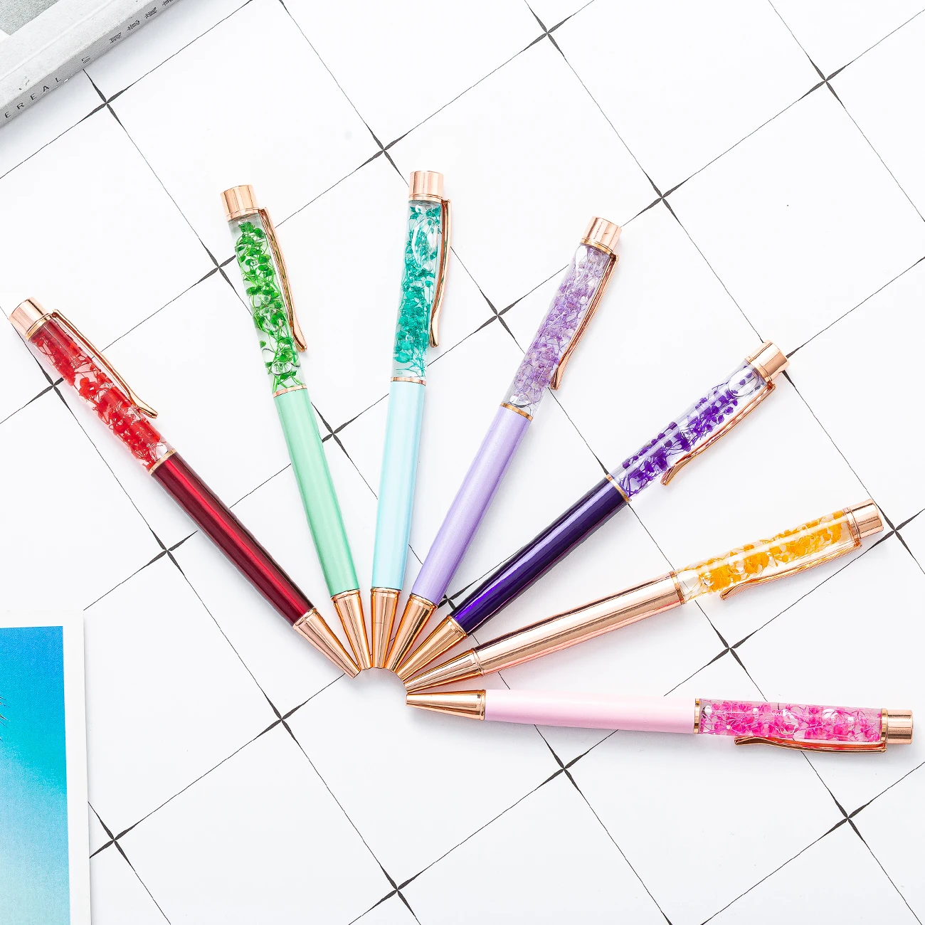 Fancy flower pens novelty gift pen beautiful metal pen with flower 0.5 mm refill