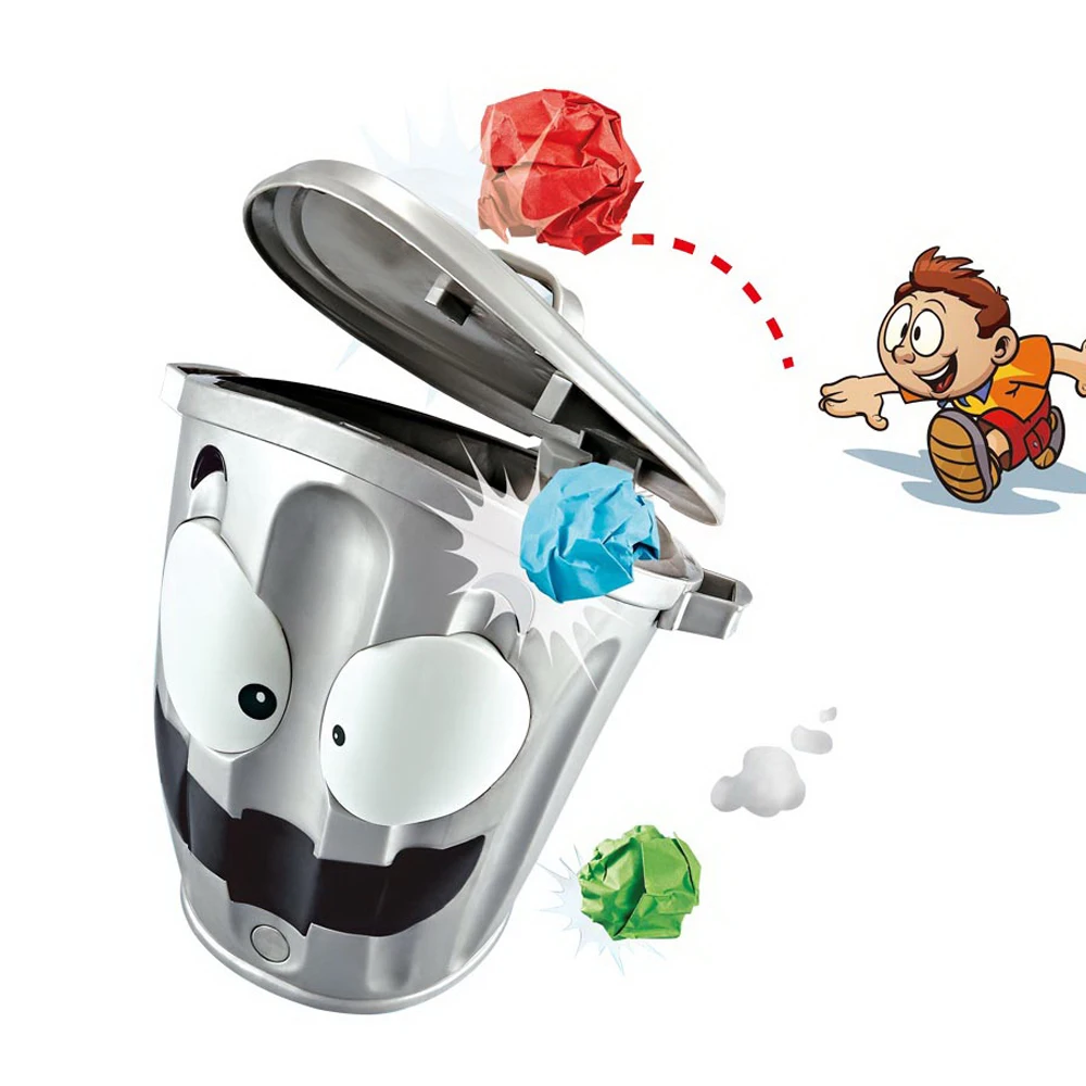 
Hot selling funny indoor crazy family prank toy trash can for kids 