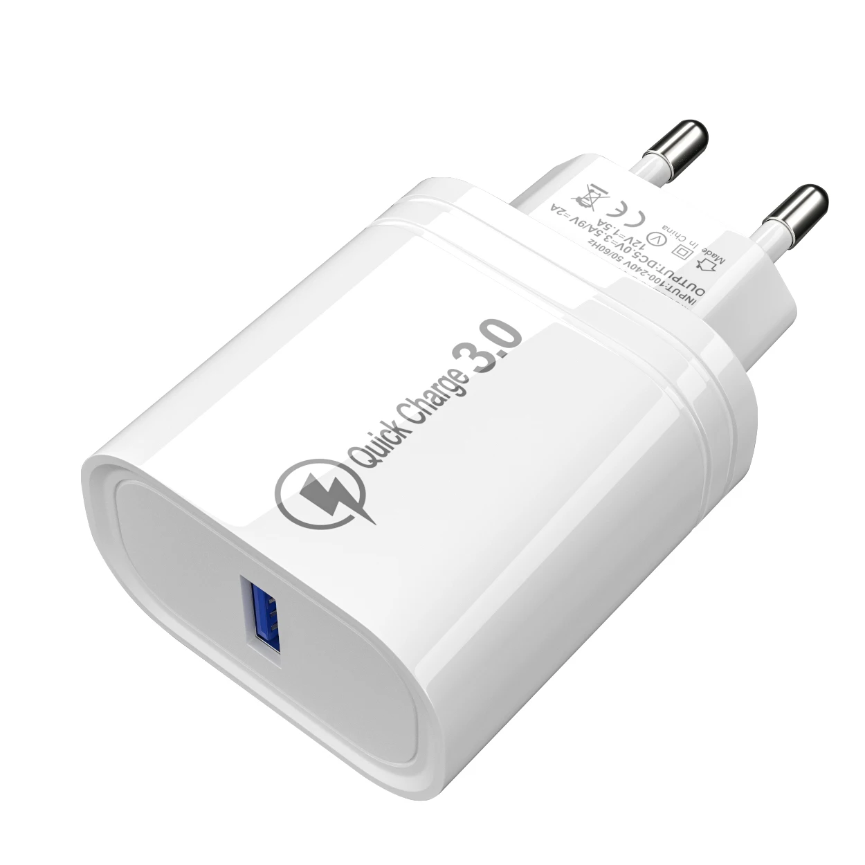 2021 new product QC 3.0 EU/US Plug charger QC 3.0 1 USB Charger for Mobile Phone USB Ports battery charger
