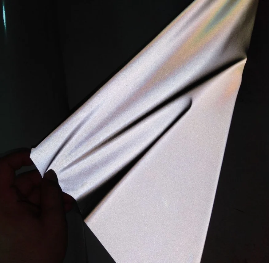 factory high visibility sun light stitching stretchy reflective rainbow iridescent color spandex fabric material for clothes