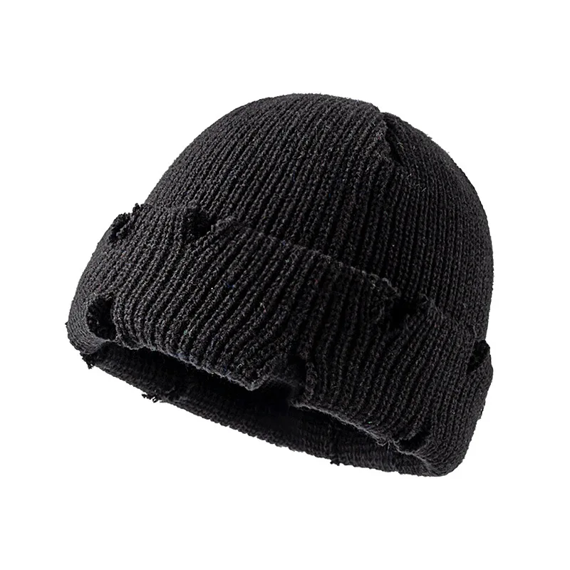 Fashion Dome hat Holes Knitted Beanie Hip hop Cap New Man  Winter Hats