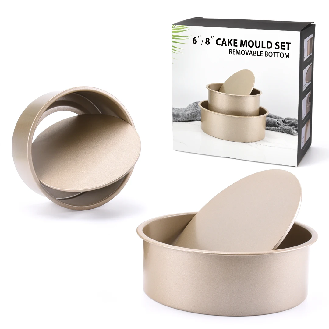 6 Inch And 8 Inch Chiffon Mould  Removable Loose Bottom Cheesecake Pan Gold Coating Nonstick Round  Cake Mold