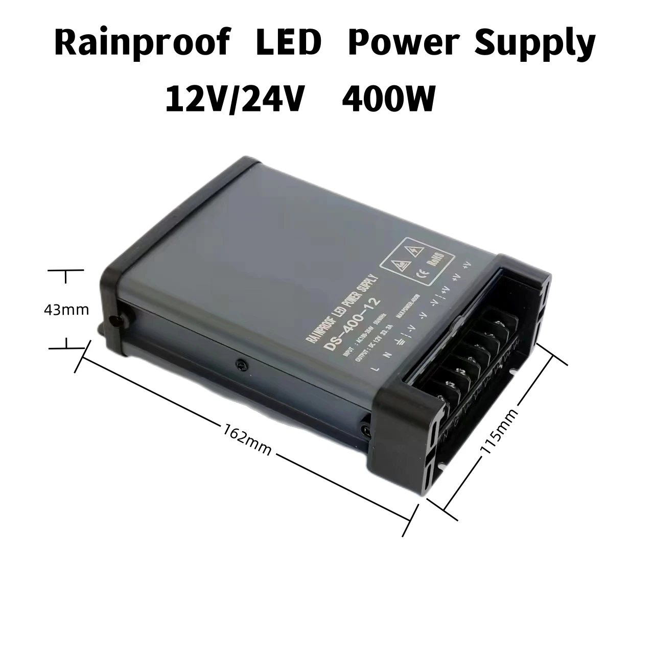 Cheaper price DC 12V 24v 200W 300W 400w 33A 25A 16.6A outdoor rainproof led switching power supply for outside led lights