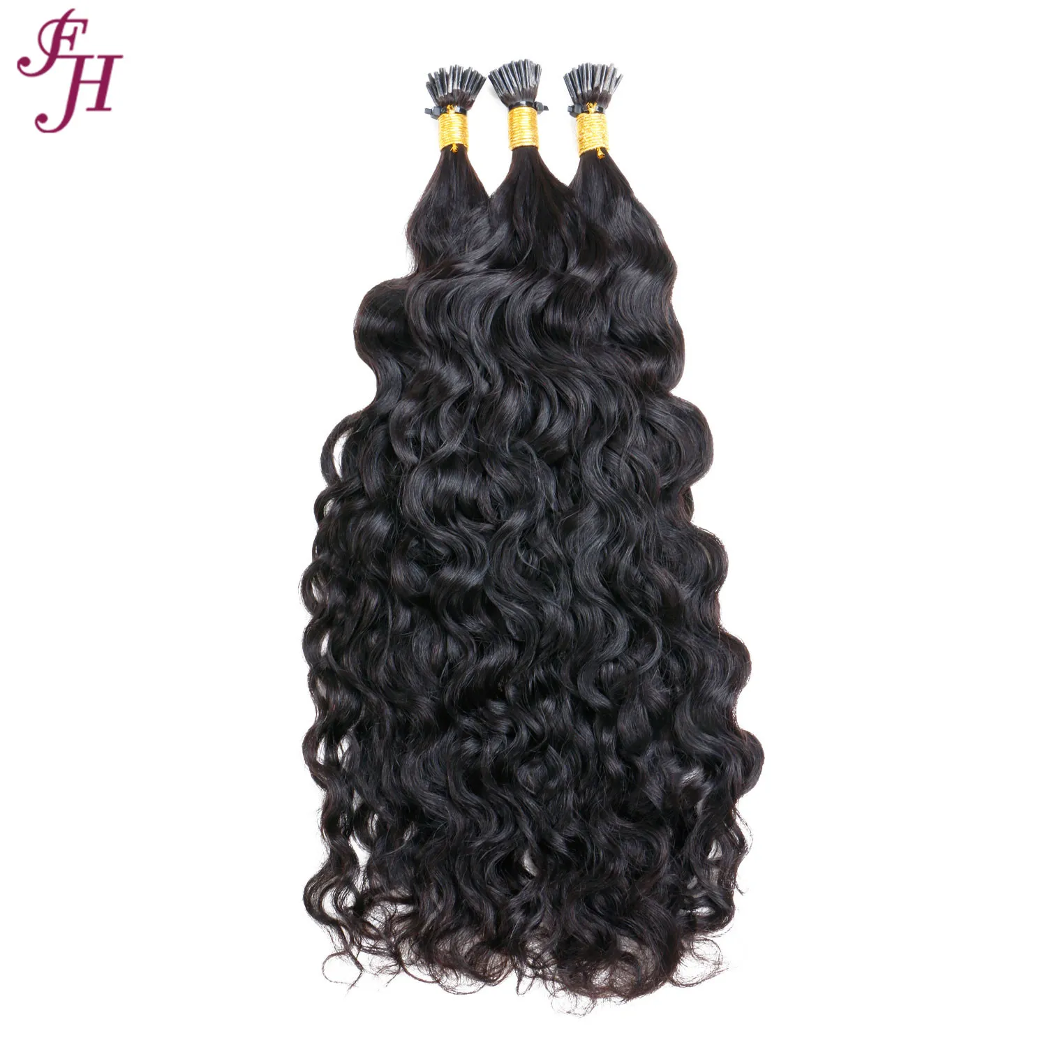 FH Hair Cuticle Aligned Brazilian Human Hair Extensions Wholesale Water Wave Keratin i-Tip Hair Natural Wave Style
