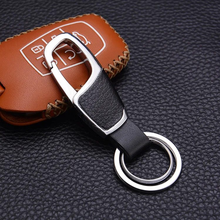 Personalized men car genuine durable luxury custom logo pu leather key ring