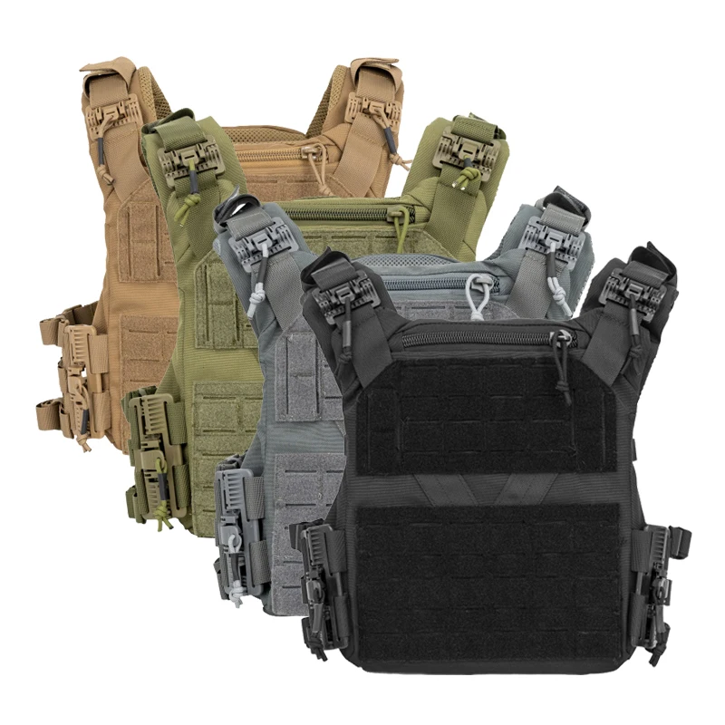 HuaSheng 900D Nylon Quick Release Plate Carrier Laser Cut MOLLE System Combat Tactical Vest for Outdoor Paintball Game
