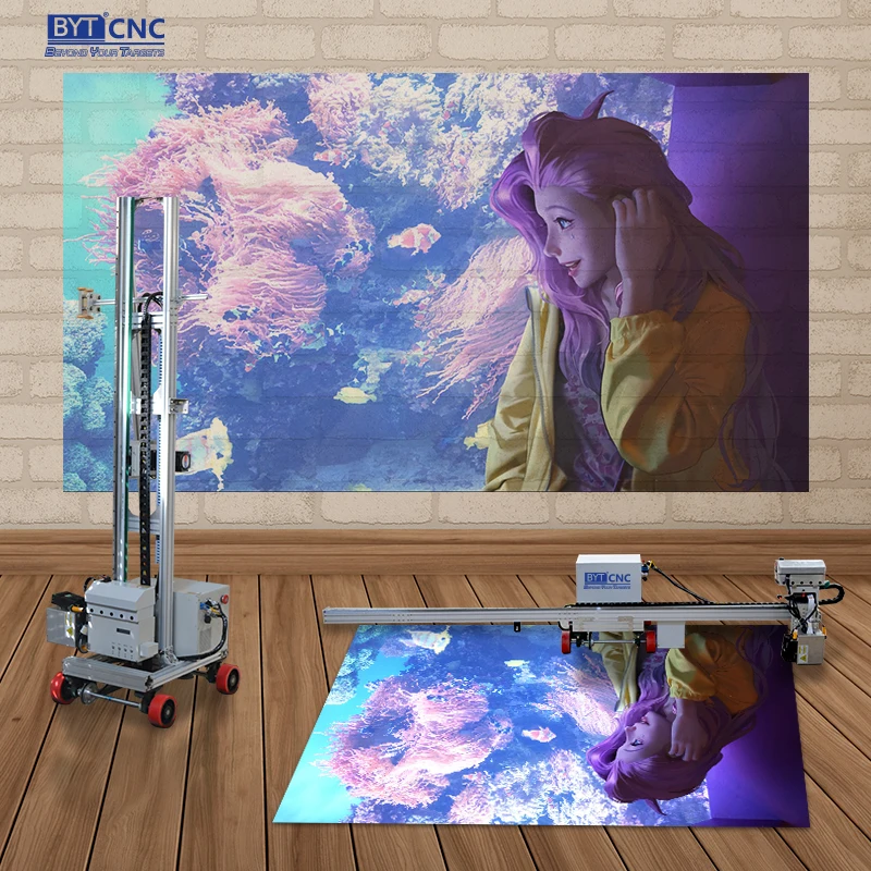 BYTCNC intelligent 3d wall  mural background wall indoor and outdoor UV inkjet printer painting wall frame mural painting