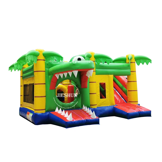 Factory price outdoor small courtyard crocodile inflatable bounce house bouncy castle inflatable castle with slide