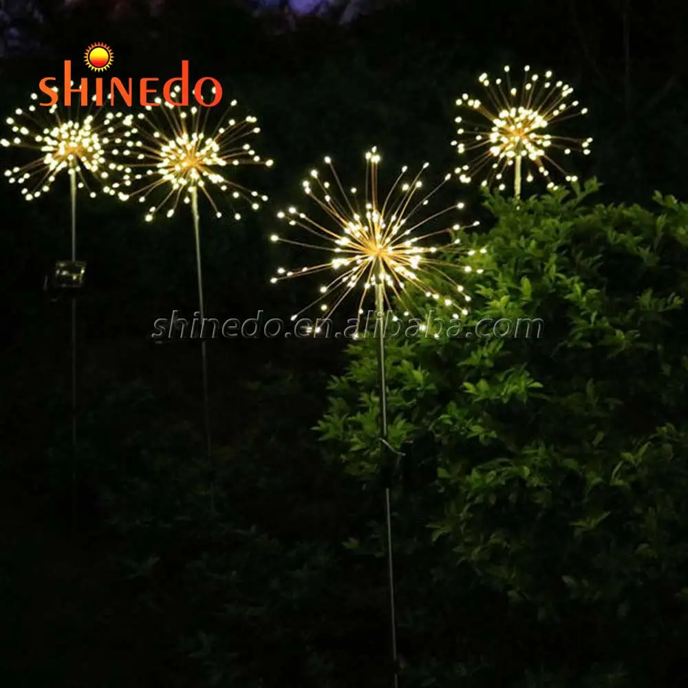 Outdoor Solar Garden Decorative Landscape Lights 90/150 LED String  DIY Flowers Fireworks Lamp for Walkway Lawn Backyard