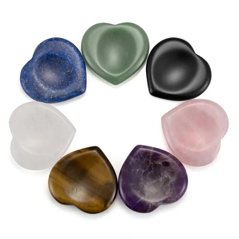 Amethyst, Rose Quartz Healing Crystal Heart Thumb Worry Stone Palm Stone Hand Personalized Gifts Polished Reiki Balancing