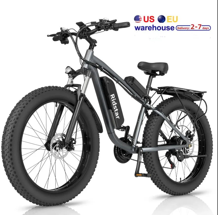 Ridstar E26 26 Inch 15Ah 1000Watt 21 Speed Bicycle Free Shipping Rechargeable Lithium Battery Electric Bike For Old Man