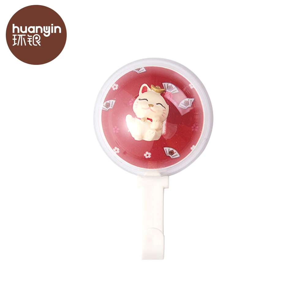 Adhesive sticker abs plastic cute cat wall hanging mount hook