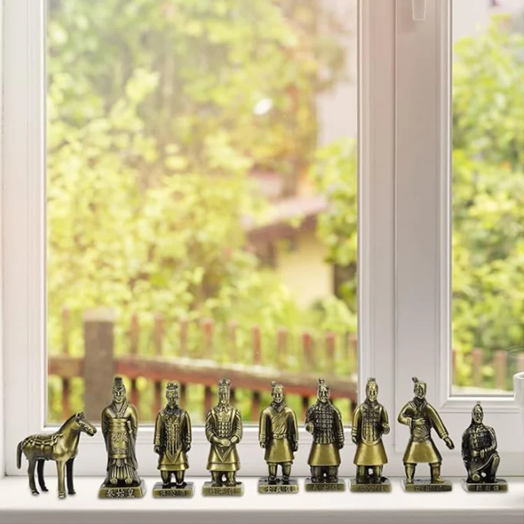 Terracotta Warriors and Horses Desk Decorations Retro Decor Vintage Terracotta Warriors Statue Metal Craft Souvenir Decor