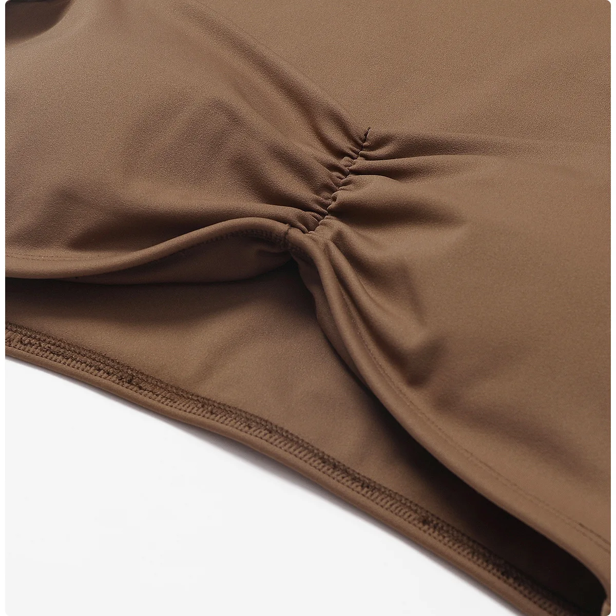 Long Sleeves Naked Feeling Comfortable Gym Tops Girls Slim Quick Dry Sweat-wicking Sports T-shirts Tank Top With Built In Bra