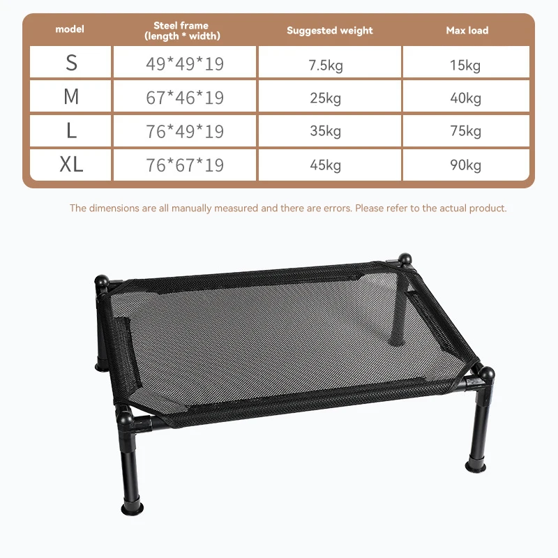 Elevated Dog Bed Raised Dog Cot for Small Dogs Portable with Washable Breathable Mesh Metal Frame Cooling bed