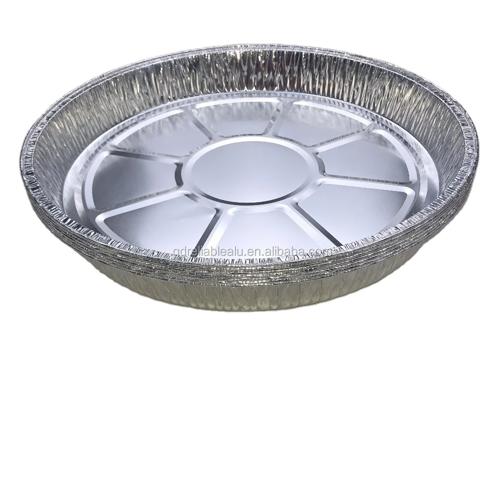 HHeavy duty durable 13inch 2600ml  5.7lb big round disposable LFGB certification aluminum foil pizza pans cake trays