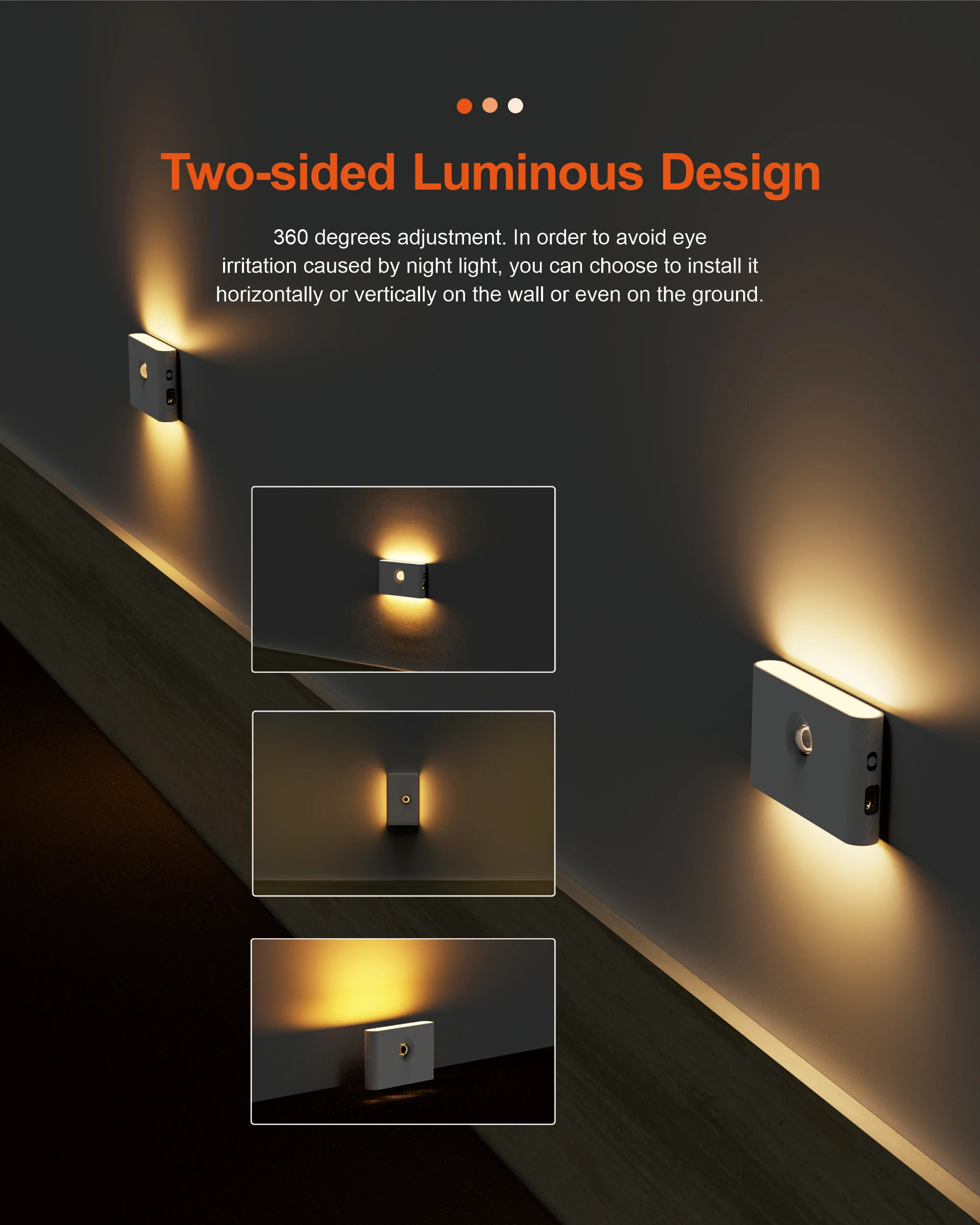 3 Modes Smart Sensing Night Light Magnetic Install Removable Induction Night Lamp For Wardrobe Stairs