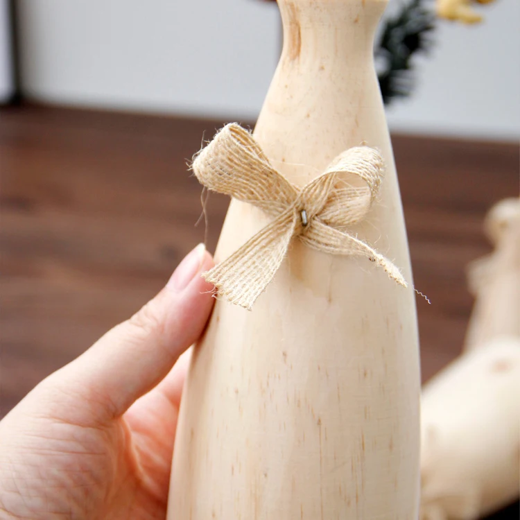 Creative handmade Nordic pastoral wooden vases home decoration simple modern desktop flower