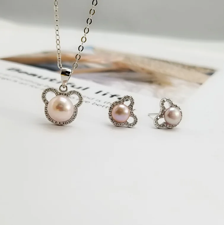  Комплект из колье и серёг серебра 925