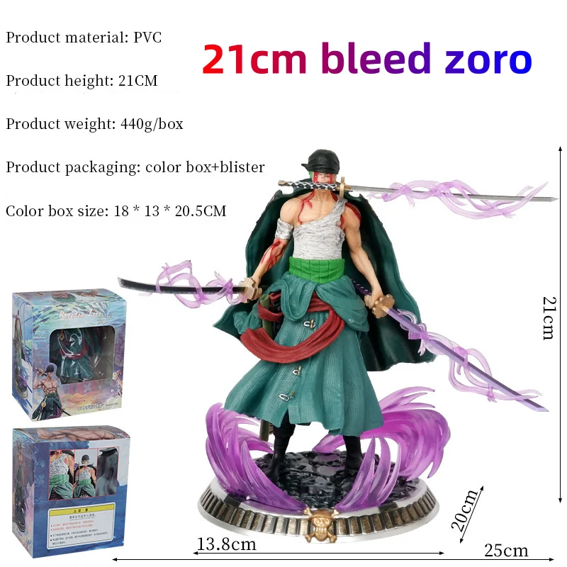 hot selling 21cm Action Figures japan Manga One Pieces Roronoa Zoro Kimono Three knife flow Decoration Collection