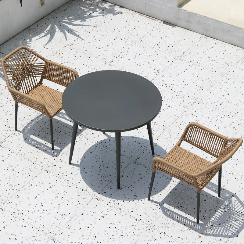 HWZY-03 Modern Outdoor Set Sectional Rattan Table and Chair Metal Furniture for Hotel Park Courtyard or Hall