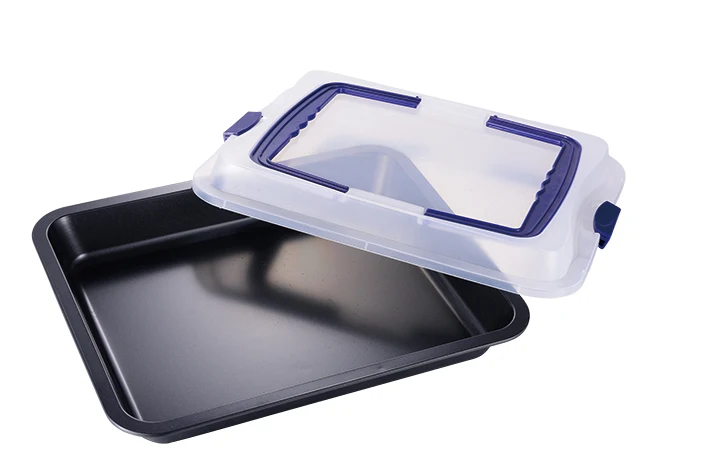 Non stick can group rectangular cake frame with cover outdoor camping box oven bakeware