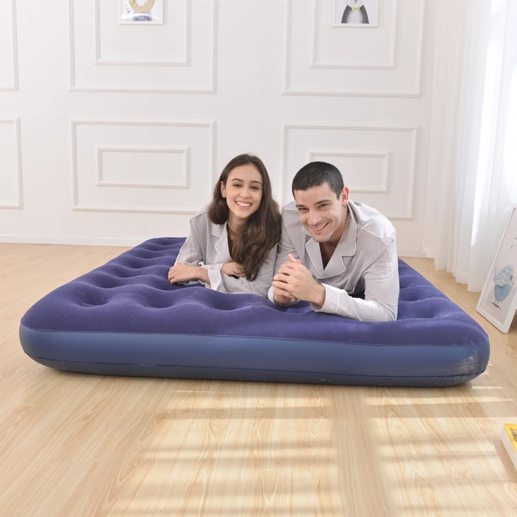 High Quality Flocked PVC Full Size Easy Carry Inflatable Air Sleeping Bed Mattress Camping  inflatable mattress Portable bed