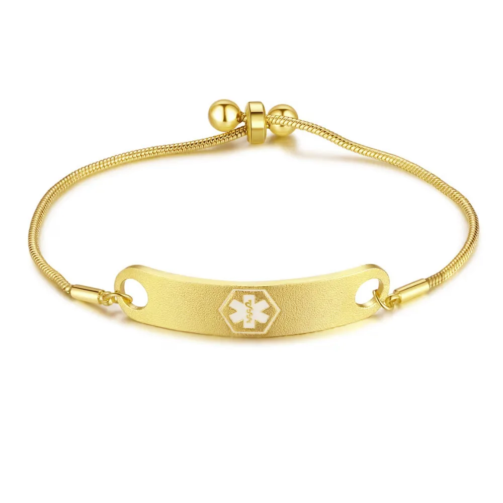 Personalize Stainless Steel Medical Bracelet for Women Minimalist Female Medical Alert ID Bracelet Medical Jewelry