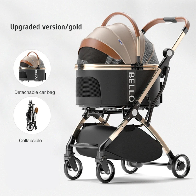 OEM Outdoor Detachable Washable Multifunctional Luxury Pet Stroller Portable Foldable Travel