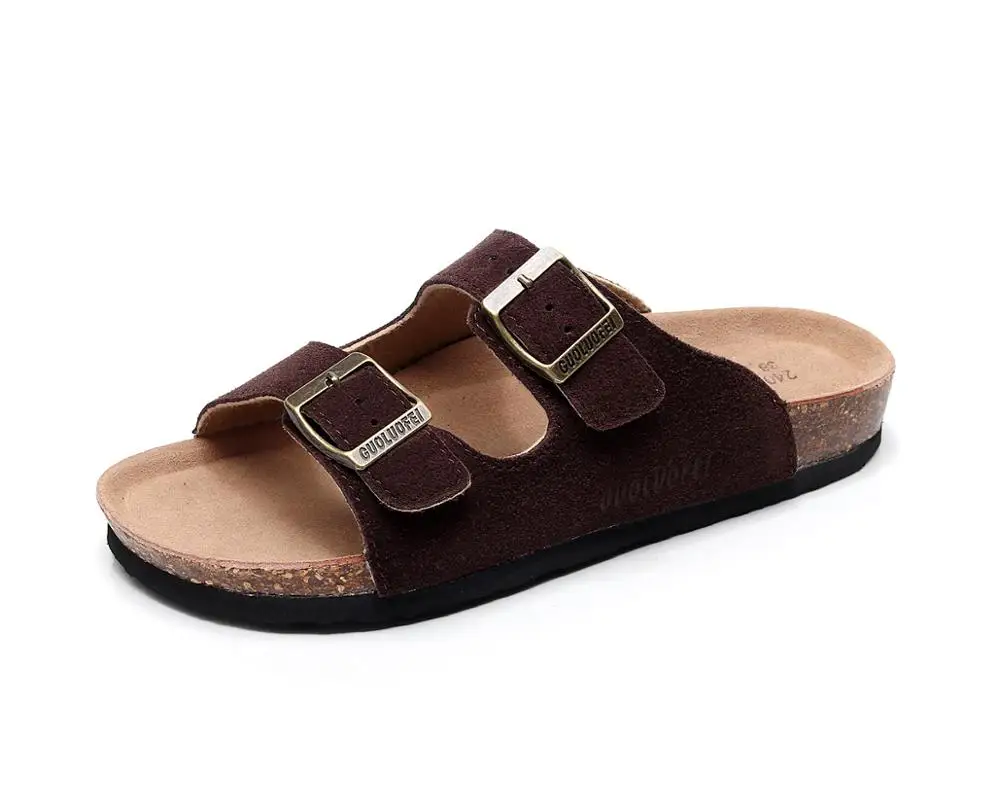 
2019Newest design high quality best price summer women slipper Flower Pattern Printing Double Buckle Cork Slipper 