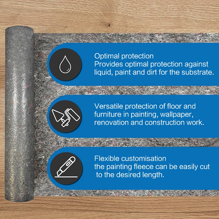 High Quality Nonwoven Fabric Painter Cover Fleece Felt Floor Protector Skyddsfilt/Tackfilt painter Felt Roll