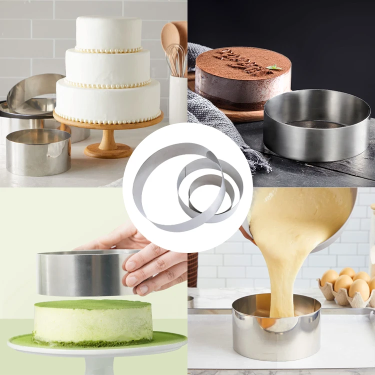 Stainless steel professional 3pcs large middle mini round diy dessert mousse baking cakes mold set