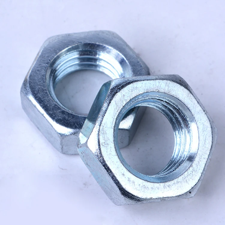 Wholesale Cheap Carbon Steel DIN439 Hex Nuts ISO4035 M6 M8 M10 M12 M14 M16 M18 M20 Hexagon Nuts white and blue Hexagon Thin Nuts