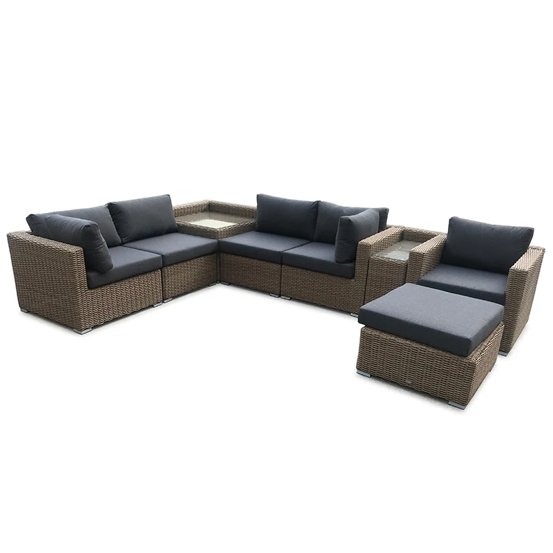 Luxury Outdoor All Weather Garden Furniture Wicker Round Rattan Sofa Set