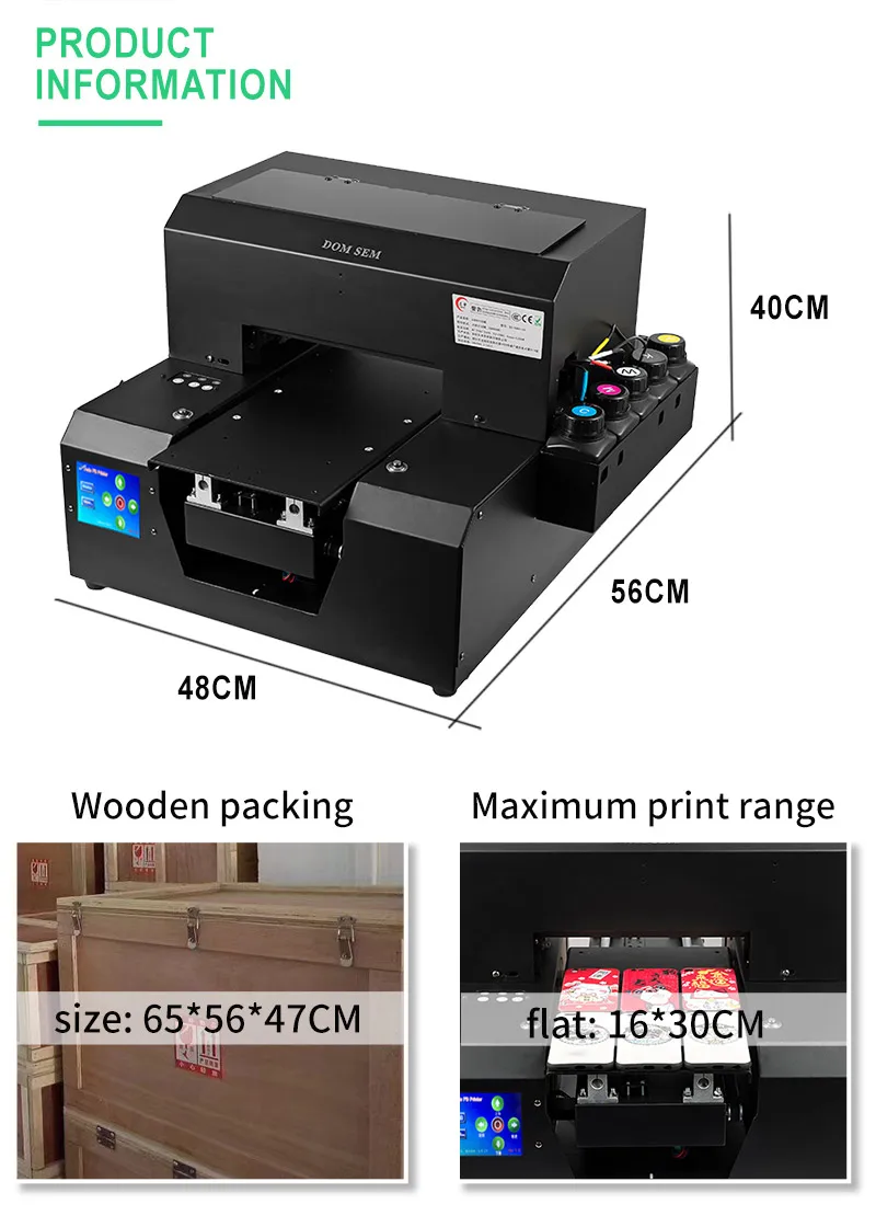 Domsem Hot A4 UV Printer Photo Printers Inkjet Printing Machine