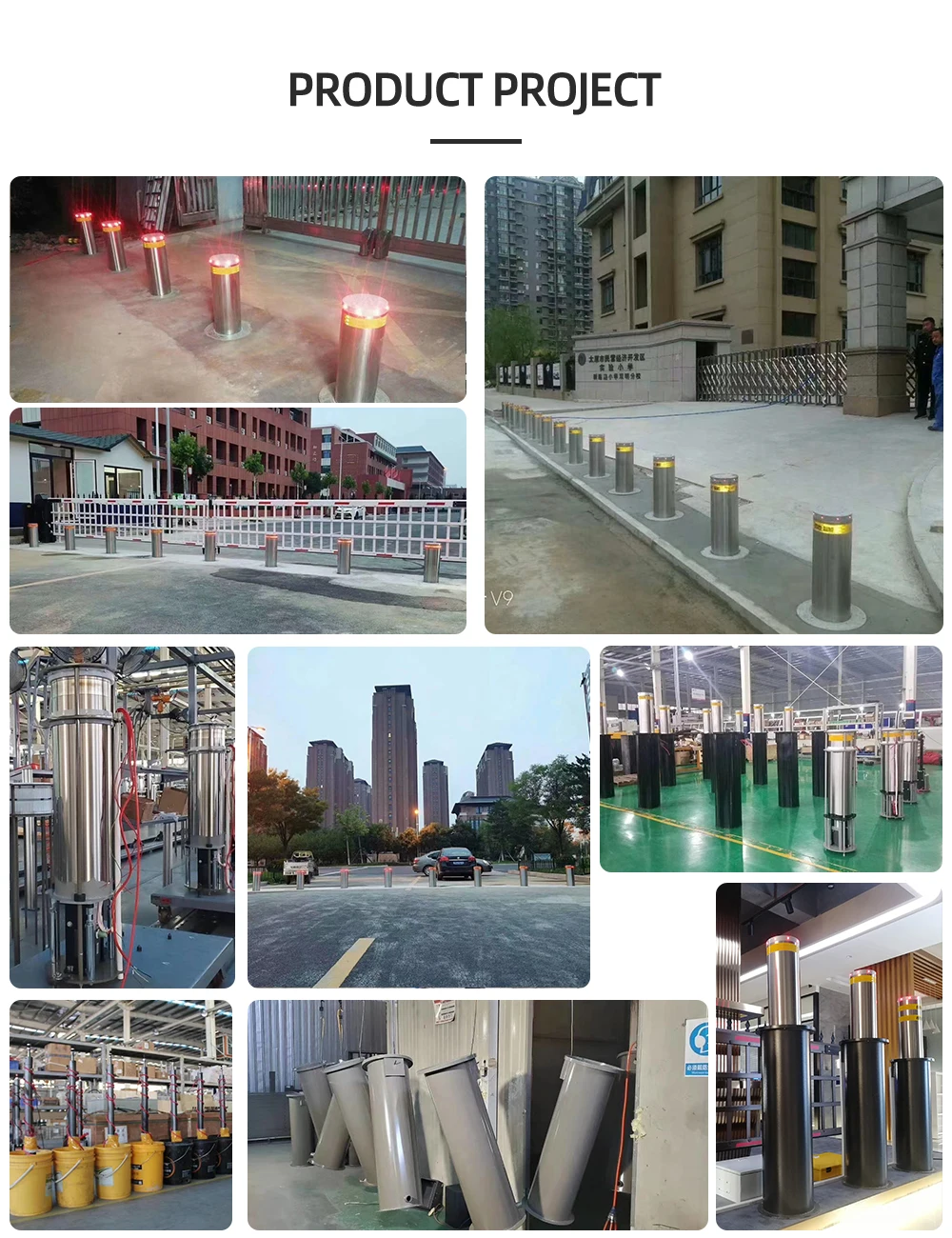 TP Street Bollards Semi Automatic Car Park Bollards Manual Electric Parking Bollards Telescopic