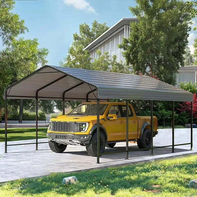 12 FT.W x 20 FT.D Carport with Galvanized Steel Roof Metal Carport Car Canopy and Shelter