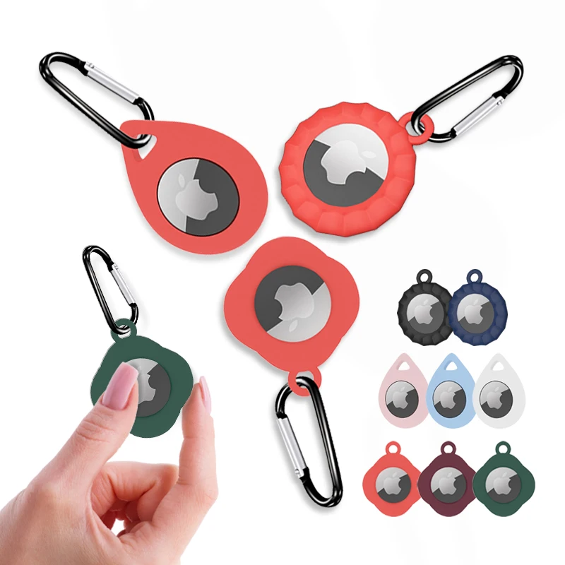 2021 Anti Lost Wireless Tracker Protective Cover Silicone Gel Protective Sleeve Case For Airtags Case With Keychain