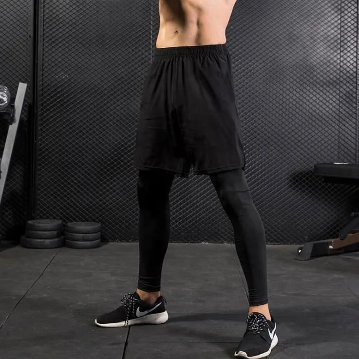 
Sports wear Men Running Tights Short Gym Pants Leggings Skinny Mens Compression Pants Sets 