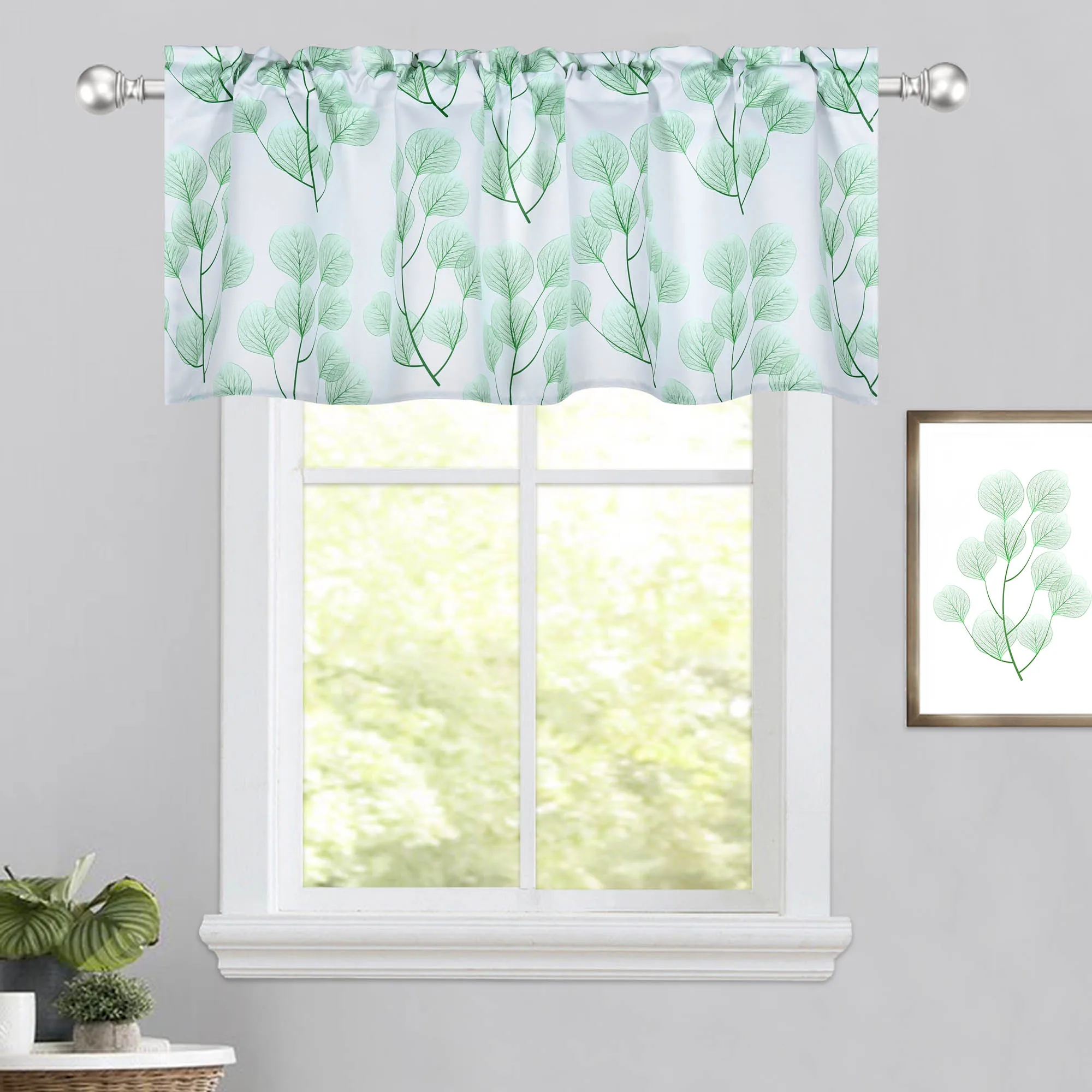 Зеленая ветка листья печатных балдахин 1 шт./упак. 100% полиэстер 52x18 дюймов стержень карман