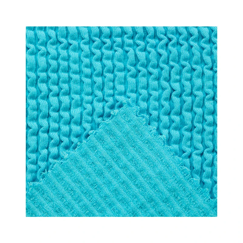 high quality nylon spandex bubble stitch stripe 4 ways stretch knitted weft fabric for swimwear skirt dress