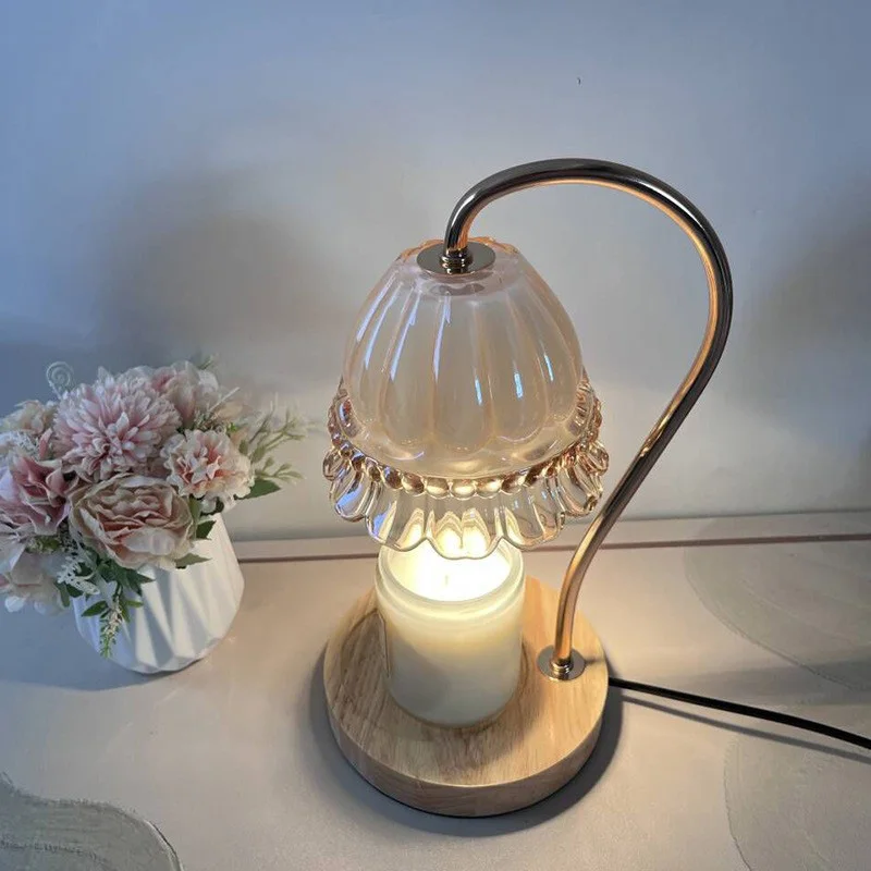 Wholesale Electric Glass Flower Shaped Lampshade Candle Crystal Lamp With Dimmer Timer Candle Warming Lamp