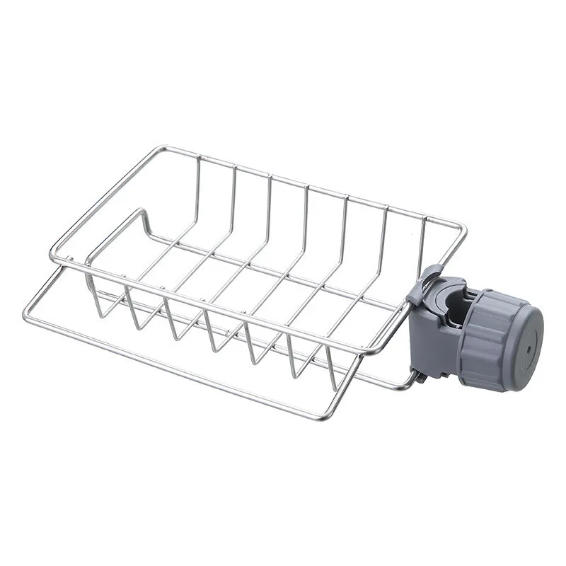 Stainless Steel Kitchen Faucet Shelf Sink Organizer with Dishwashing Draining Rack and Hanging Basket for Household Use