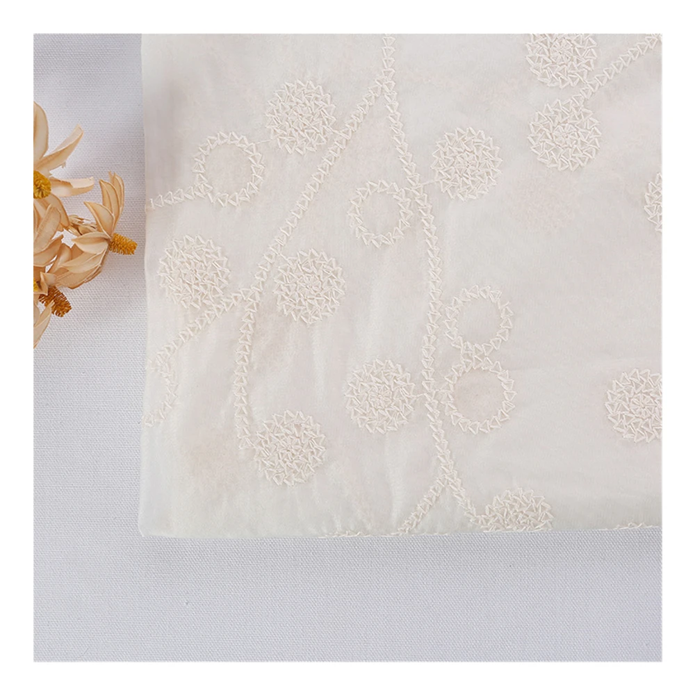 Manufacturers supply lyocell fiber cotton thread embroidery fabric fashion dress shirt home textile fabric