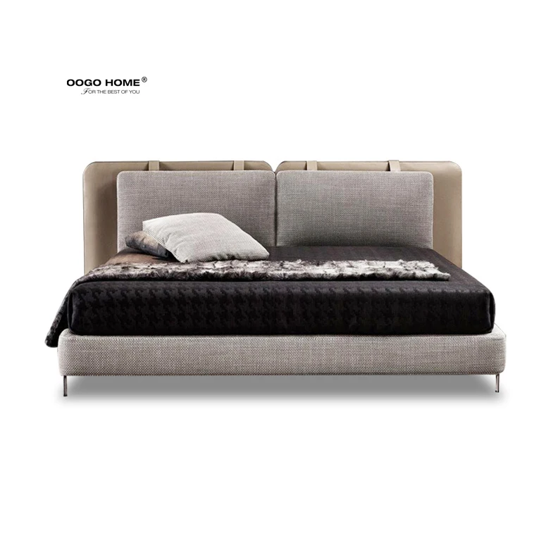 New Design Modern Light Luxury Bedroom Hotel Leather Double Beds Sleeping Bed