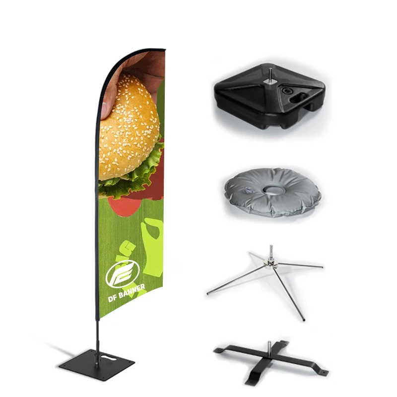 5m Outdoor Aluminum Pole Wind Beach Flag Banner Water Base Flying Advertising Banner for Business and Event Usage