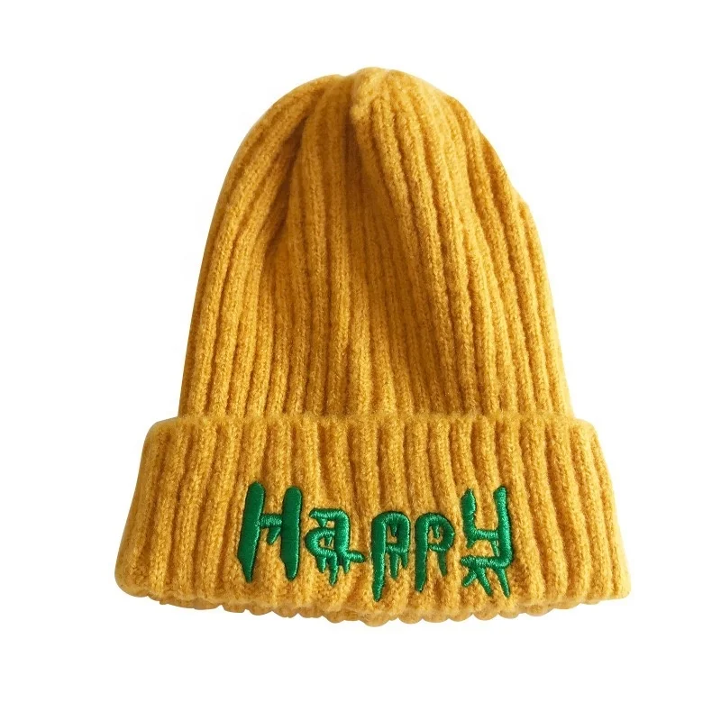 KENSHELLEY Amazon Wholesale Winter  Knitted Beanies Woman Pure Color Stripes Beanie Hats Warm Wool Beanie Hats